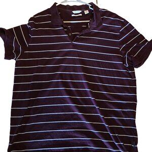 Calvin Klein Men's Maroon Striped Polo Shirt XL